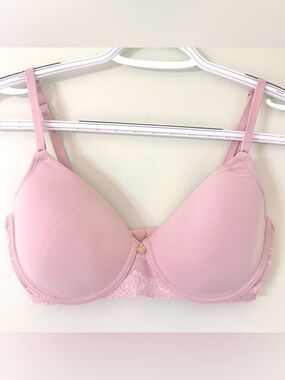 Natori Pink Lace Underwire T-Shirt Bra 32D Feminine Everyday Comfort